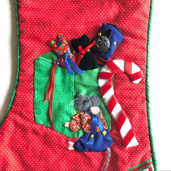 Vintage Handmade Christmas Stockings 3-D Toy Appliqué and Embroidery - Picture 4 of 8